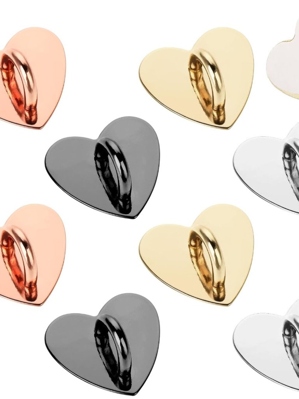 8 Pcs Cell Phone Finger Ring Heart Phone Grip Metal Cell Phone Charm Finger Ring